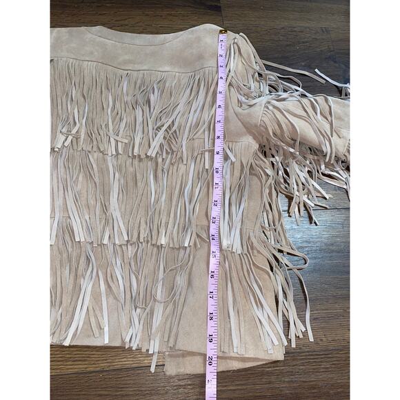 EUC Intermix Beige Suede Fringe Tiered Jacket Women’s Sz: Petite Boho Festival - Picture 8 of 15
